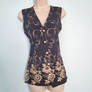 Cindy Collins 90s Retro Embroidered Vest - Sz S